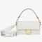 Fendi Baguette Bag with Laser Cut Strap In FF Motif Canvas White