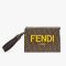 Fendi Clutch Pack In FENDI ROMA FF Motif Fabric Brown