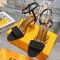 Fendi Delfina Sandals Women FF Jacquard Fabric Black