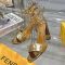 Fendi Delfina Sandals Women Stone Grain Leather Gold