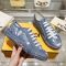 Fendi Domino Sneakers Unisex Floral Embroidery Denim Blue