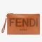 Fendi Large Flat Clutch In FENDI Roma Motif Calfskin Brown