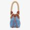 Fendi Mini Mon Tresor Bucket Bag with Straw Handle In FF Motif Denim Blue