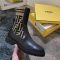 Fendi Rockoko Ankle Boots Women Leather with FF Stretch Fabric Brown