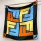 Fendi Square Scarf In Mix-Color FF Motif Silk Black