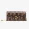 F is Fendi Wallets On Chain In FF Motif Nappa Leather Brown