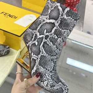 Fendi First Ankle Boots Women Python Leather Grey
