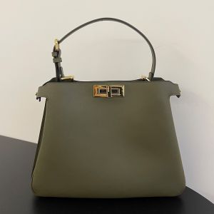 Fendi Medium Peekaboo Soft Bag In Leather Olive