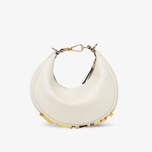 Fendi Mini Fendigraphy Hobo Bag In Calfskin White