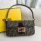 Fendi Baguette Shoulder Bag In FF Motif Fabric and Calfskin Brown/Gold