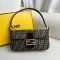 Fendi Baguette Shoulder Bag In FF Motif Fabric and Calfskin Brown/Silver