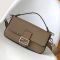 Fendi Baguette Selleria Bag In Cuoio Romano Leather with Topstitches Khaki