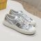 Fendi Domino Sneakers Unisex FF Detail Leather Silver