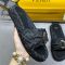 Fendi Feel Knotted Slides Unisex FF Jacquard Fabric Black