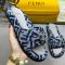 Fendi Feel Knotted Slides Unisex FF Jacquard Fabric Blue