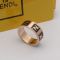 Fendi FF Ring In Metal with Enamel Rose Gold/Black