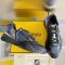 Fendi Flow Sneakers Men FF Jacquard Fabric and Suede Black
