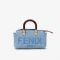 Fendi Mini By The Way Boston Bag In FENDI ROMA Motif Denim Blue