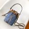 Fendi Mini Mon Tresor Bucket Bag In FF Motif Denim Blue