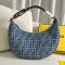 Fendi Small Fendigraphy Hobo Bag In FF Motif Denim Blue
