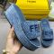 Fendi Sunshine Flatform Slides Women FF Jacquard Denim Blue