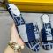 Fendi Sunshine Slides Women Pequin Stripes Embroidery Fabric Blue/Grey