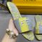 Fendi Sunshine Slides Women Pequin Stripes Embroidery Fabric Yellow/Grey