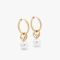 F Is Fendi Hoop Earrings In Metal with Pearls Gold